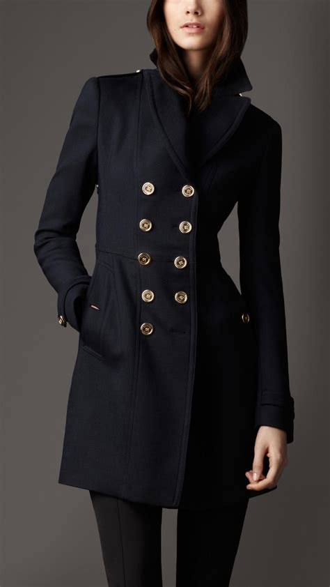 burberry coat womens long|Burberry navy wool coat.